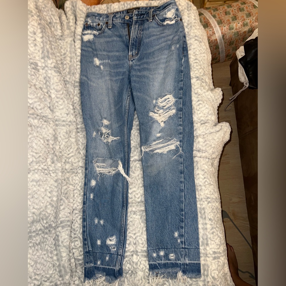 Abercrombie distressed straight leg jeans